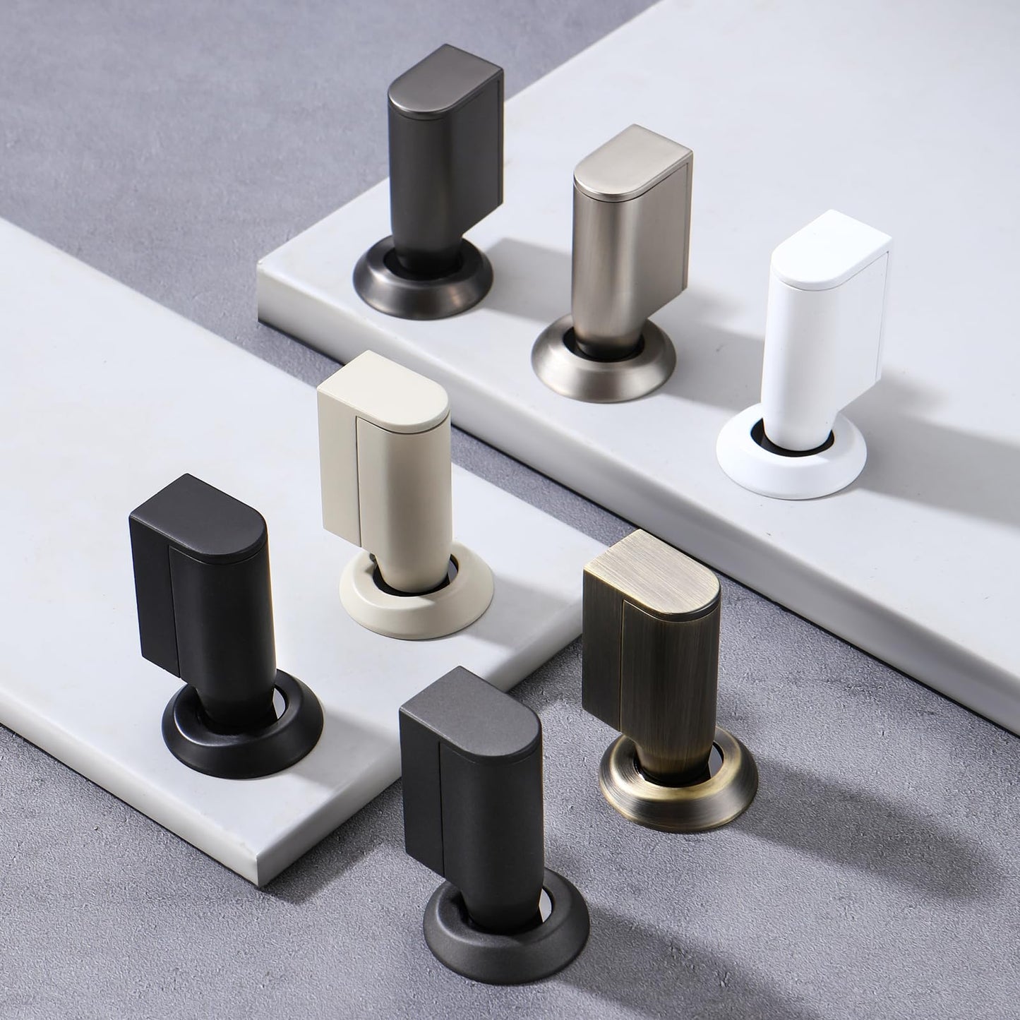 VACNEA Strong Magnetic Windproof Door Stopper Heavy Duty Doorstops Wall&Wallpaper Protect Height Adjustable Door-Holder No Drilling Keep Door Open with Screws and Adhesive Pads, 1 Pack, Black