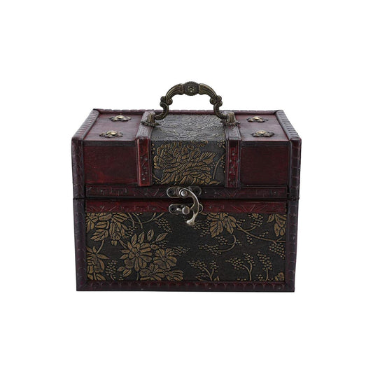 Vintage Storage Box, Portable Decorative Treasure Chest, 4 Wooden Trunks for Gift, Jewelry, Collectibles, Home Decor (6262D-L)