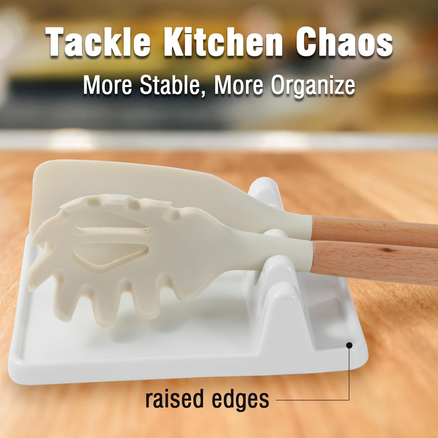 Ceramic Spoon Rest & Kitchen Utensil Rest, Heat-Resistant Drip Pad for Countertop – Holds Spoons, Ladles, Tongs & More, Stove Top Spoon Holder (white)