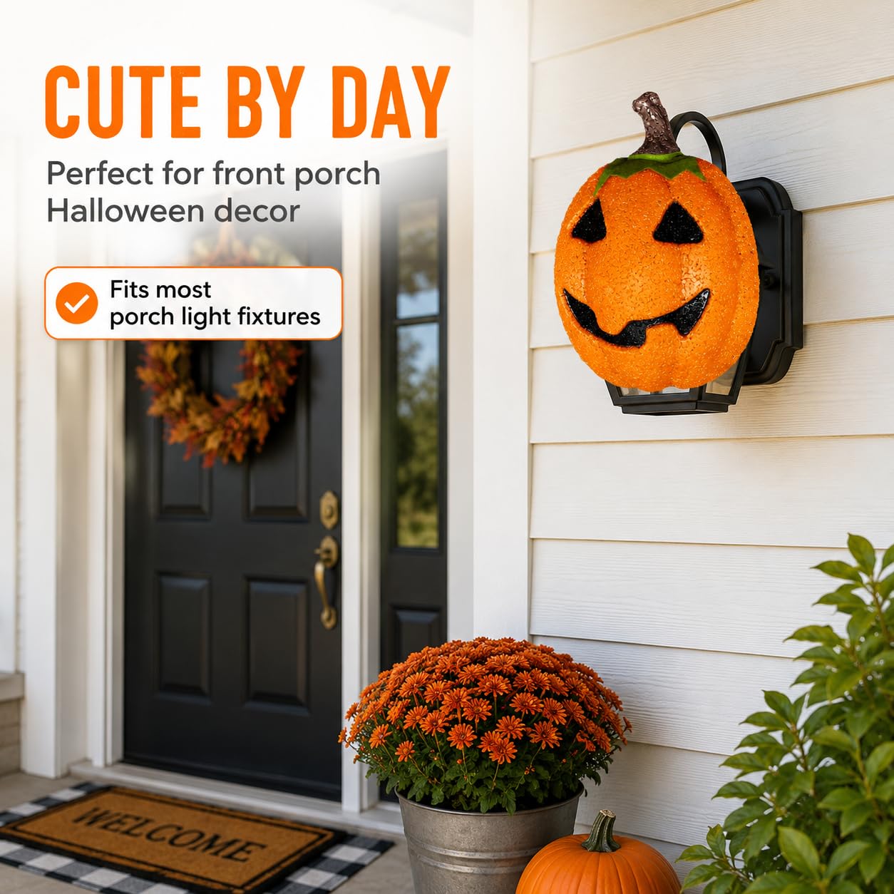 AISENO 2PCS Pumpkin Porch Light Cover Halloween Decorations Outdoor Garage Lights Large Light Fixtures Cover