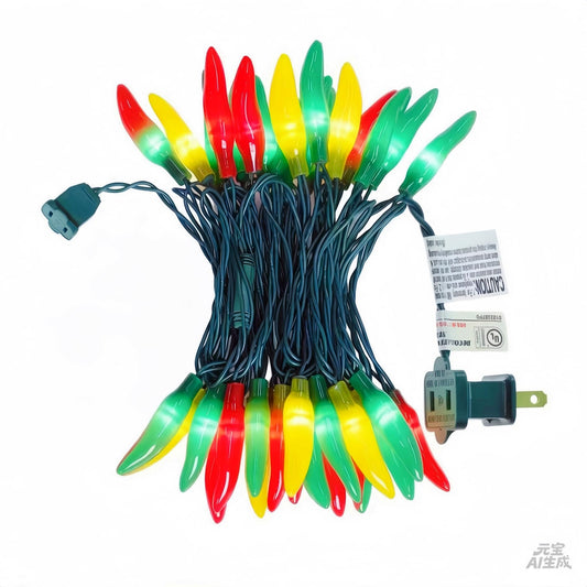 LUCKY SHINE 35 LED Red Green and Yellow Chili Pepper Lights, UL Listed Colored Decorative Lighting String 18 Ft, for Christmas, Thanksgiving, Easter, Kitchen, Patio, Living Room.