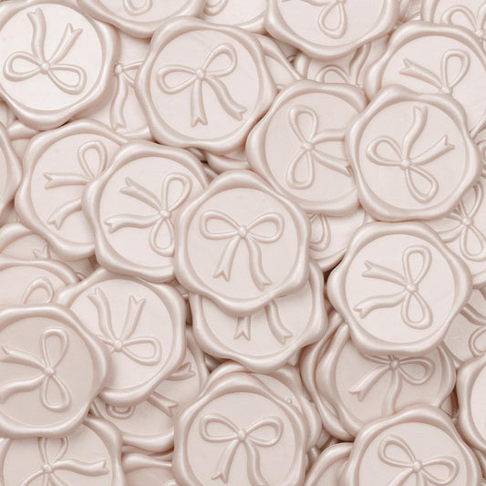 UNIQOOO 3D Bow Wax Seal Stickers - 50 Pcs Elegant Self-Adhesive Champagne Seals, for Wedding Invitations, Gift Wrapping Decals,Envelopes, Christmas & Party Decor, Greeting Cards