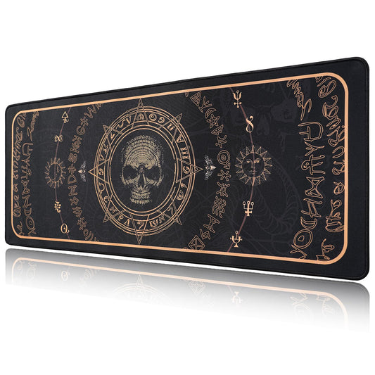 Gold Cool Skull Horror Mouse Pad,Gaming Mouse Pads Goth Desk Accessories, 31.5x11.8x0.12inch Goth Mouse Pad with Non-Slip Rubber Base (Skull)