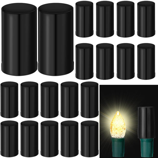 Cinnvoice 20 Pcs No Glow Christmas Bulbs Light Caps Compatible with C7 LED String Lights Rubber String Lights Caps Soft Christmas Light Caps Blackout Light Cap Covers