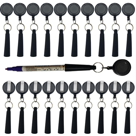 XILAOTOU 20 PCS Pencil Holder, Ideal Grip for Markers & Carpenter Pencils-Heavy Duty Retractable Pull Pen with anti-lost pen cord