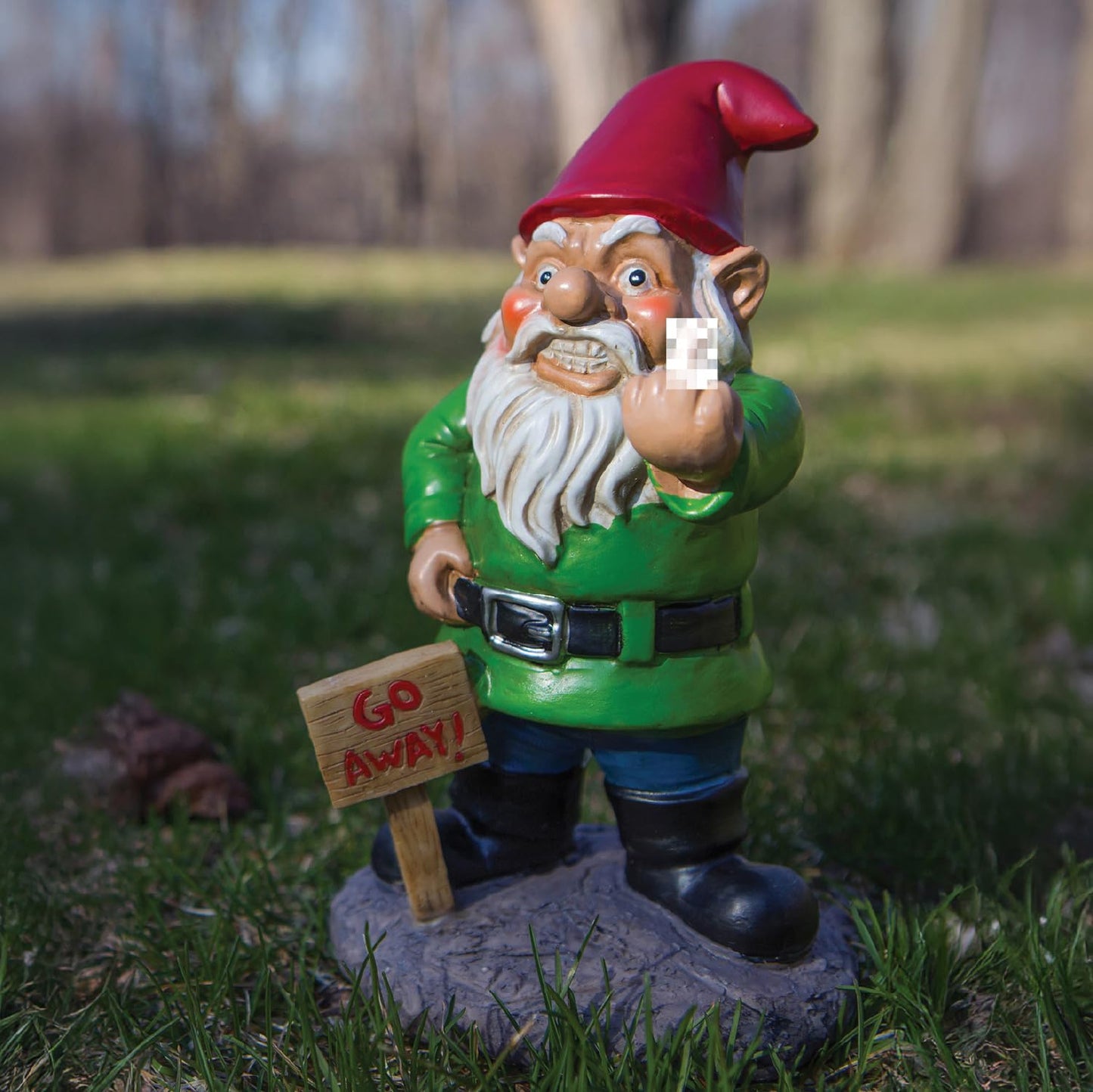 BigMouth Inc Go Away Garden Gnome Statue, Funny Outdoor Lawn & Yard Figurine, Housewarming Gag Gift Sculpture Decorations