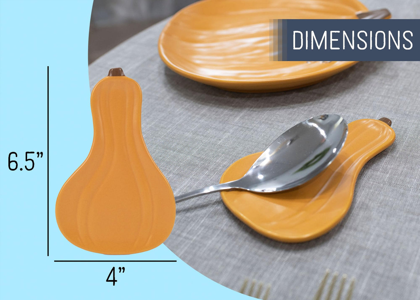 Nat & Jules Pumpkin Gourd Shaped 6.5 x 4 Inch Ceramic Spoon Rest: Cheerful Fall & Thanksgiving Decorations for Indoor Home Kitchen & Table Décor & Centerpiece, Orange