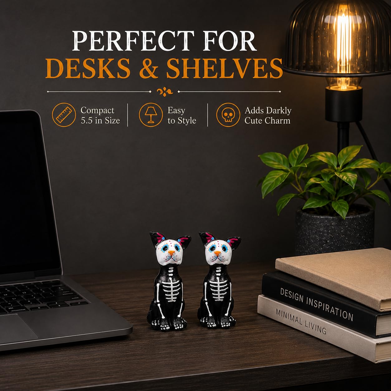 Garneck 2pcs Day of the Dead Dog Figurine: Resin Skeleton Dog Statue - Sugars Skull Animal Dead Theme Sculpture for Dia De Los Muertos & Altar Ofrenda Home Desk Decor Pet Memorial Present