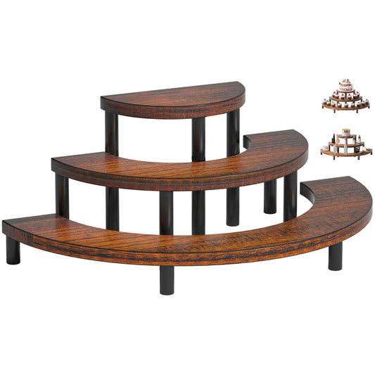 Yelinkws 3-Tier Wooden Display Risers, Rustic Cupcake Stand, Perfume Organizer, Dessert Table Display Set for Party & Home Decor (Brown)