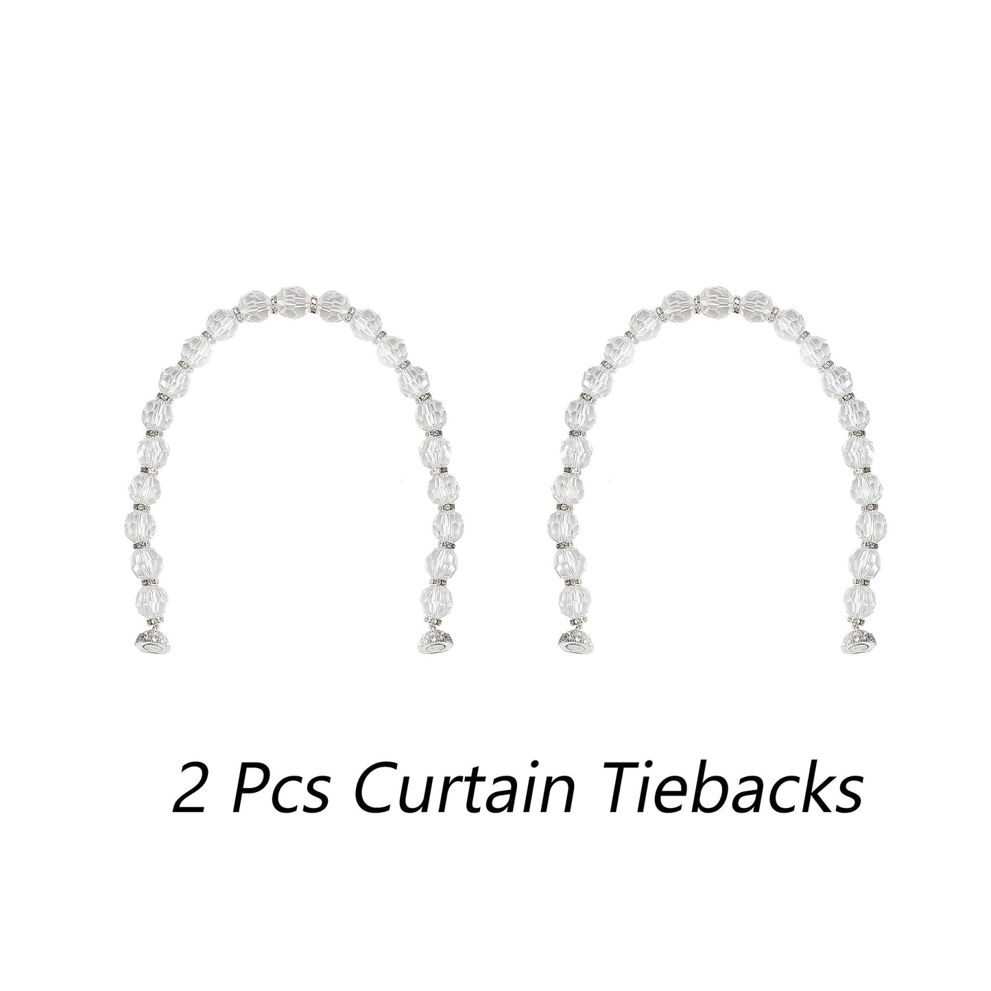 Central Park 2 Pack Curtain Tiebacks Crystal Bead Magnetic 13 Inches Long Durable Tie Backs Drapery Holdbacks Holder for Window Curtain Panels, Drapes, Home Decor, Clear