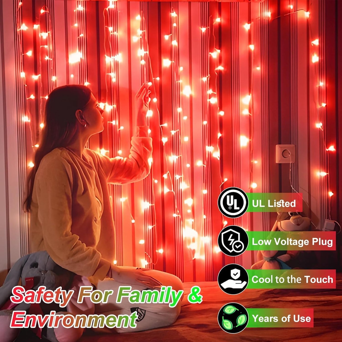 WUXYIYANG 750 LED 240FT Red Valentine Lights, 12 Pro Modes and Timer Memory & Dimmable, Plug in Clear Wire Indoor Valentine Room Light for for Xmas Bedroom Yard Tree Wedding Party Waterproof Decor