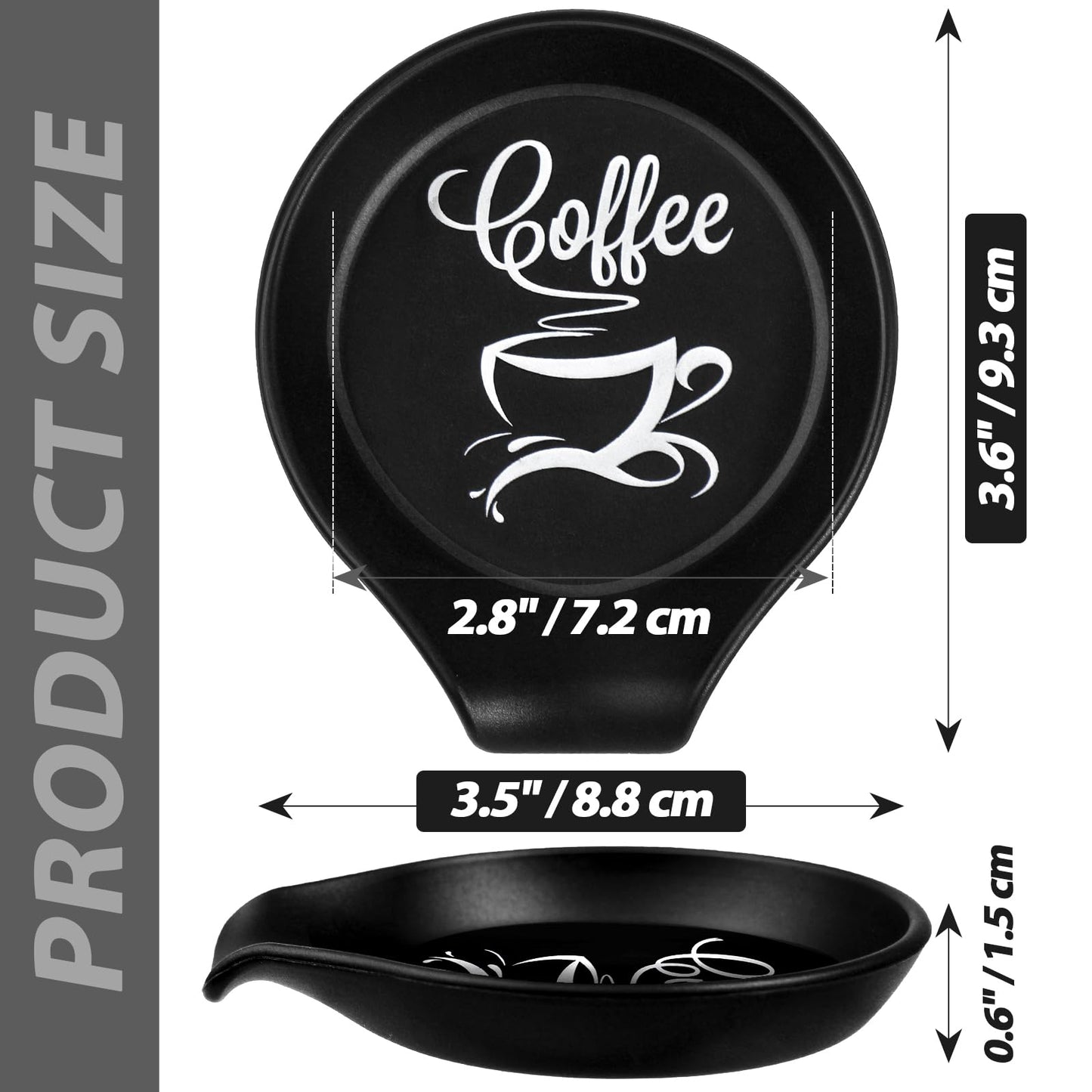 Koluti 2 Pieces Silicone Coffee Spoon Rest, Small Spoon Coffee Stirrers Teaspoon Holder for Countertop, Cute Spoon Buddy Coffee Accessories Bar Station Décor, 3.6”L x 3.5”W x 0.6”H, Black & White