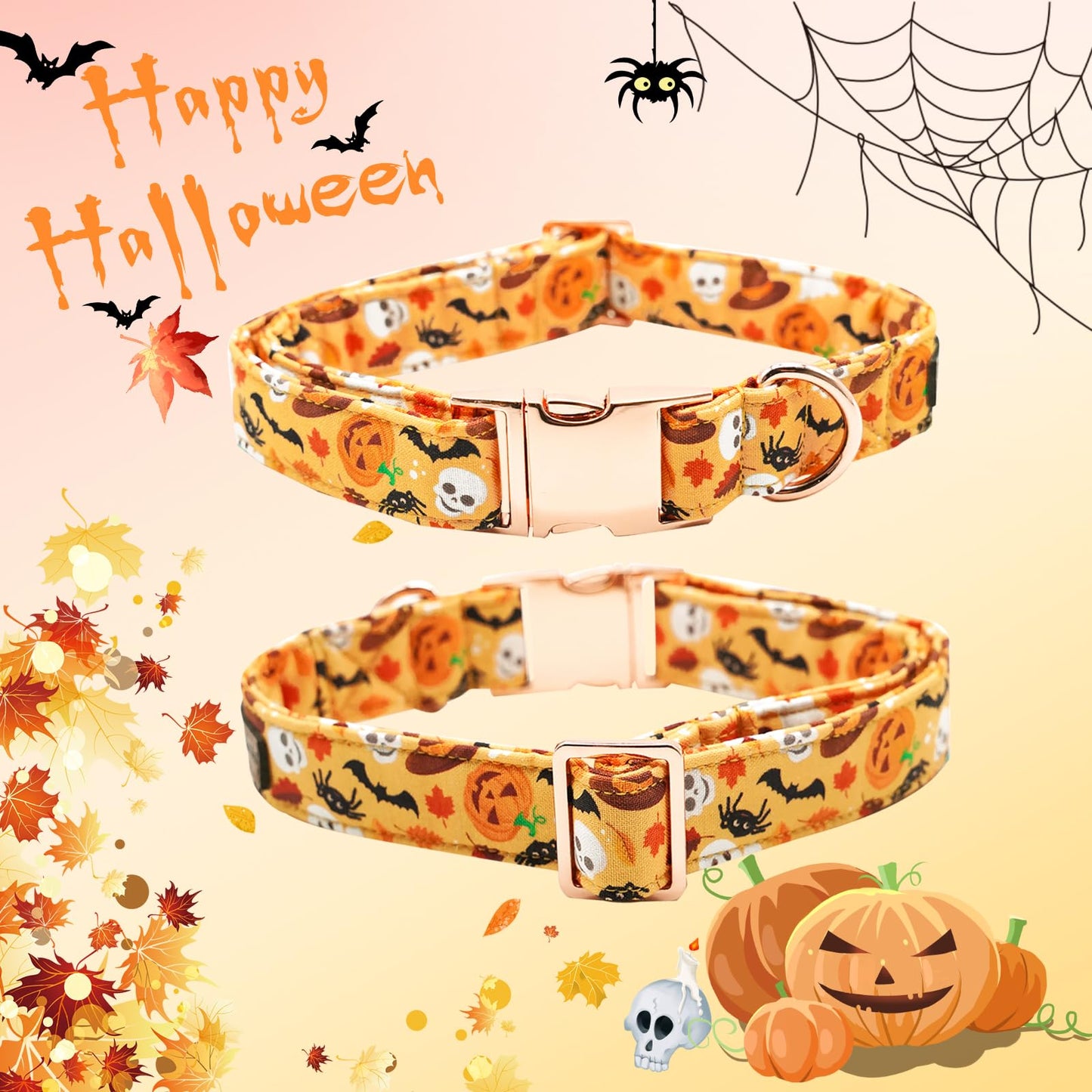 Bobo Rainbow Halloween Dog Collar, Pet Collar Bow Fall Pet Collar Girl Boy Holiday Pet Collars Gift Bow Cute Soft Puppy Collars for Large Dogs