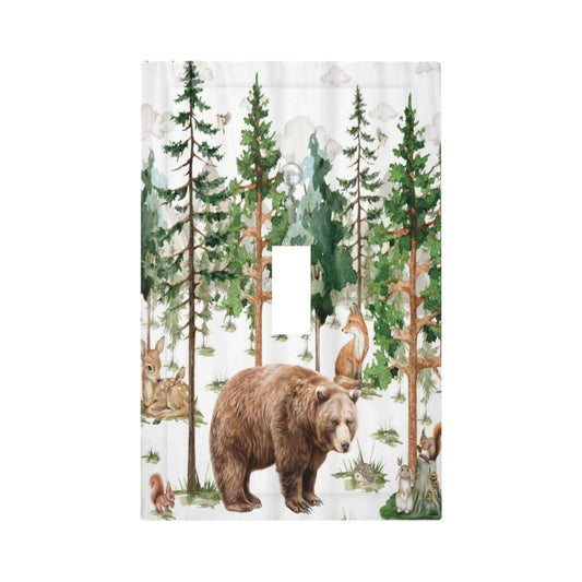 Xuejiaku Watercolor Safari Forest Trees Bear Jungle Wildlife 1 Gang Light Switch Covers Single Toggle Wall Plate Decorative Switchcover Electrical Switchplate for Farmhouse Country Bedroom Decor