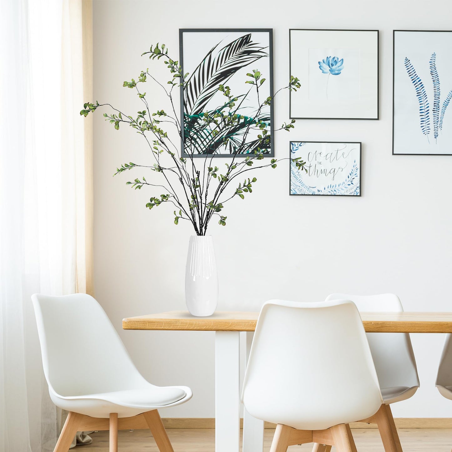 Sggvecsy 47.2’’ 4Pcs Artificial Ficus Branches Artificial Greenery Stems Faux Ficus Twig Plants Fake Leaf Spray Green Eucalyptus Branches for Vase Filler Office Home Wedding Decoration