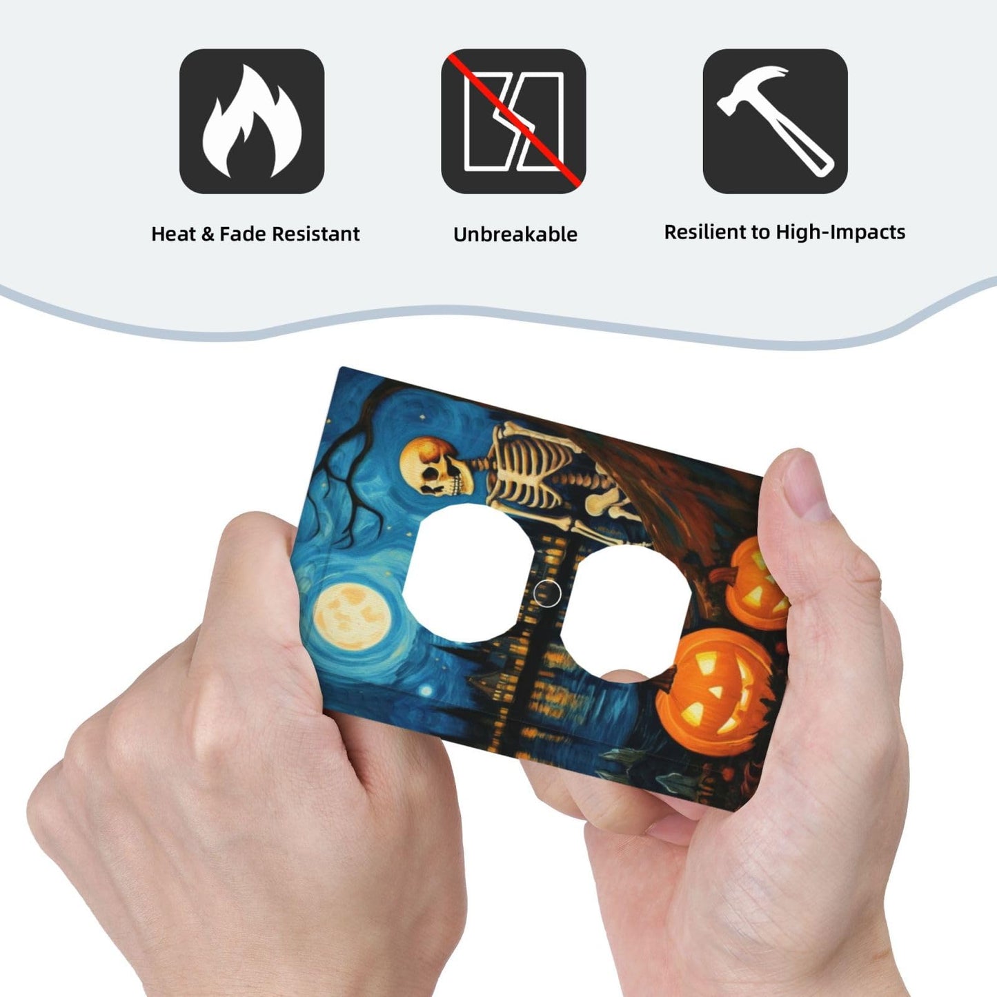 HLCoChT Decorative Art Light Switch Covers Pumpkin - lit Halloween Eve Switch Plate 1 Gang Single Duplex Outlet Wall Plate Switchplate Electrical Faceplate