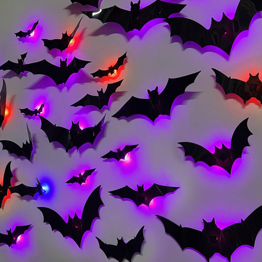DR.DUDU 36 Pack Halloween Bats Wall Decor 3D Bat Stickers