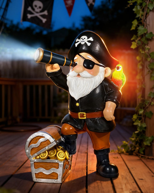 Miggley Pirate Gnome Solar Garden Statue Outdoor Figurine Decor Lights