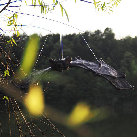 Large Halloween Bat Decorations PU Hanging Bats Pendant with Hooks Spooky Realistic Bat Ornaments for Indoor Outdoor Party Decor Window Ceiling Tree (28.35 x 10.63 inch)