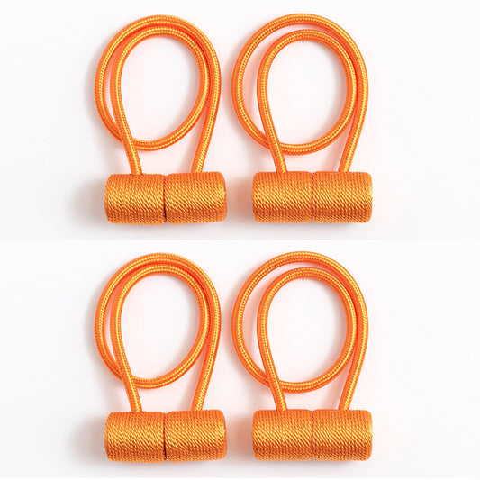 DEARART Windows Curtain Tieback, Magnetic Holder Tie Curtains, Many Tie Backs Ways, Easy Use for Bedroom Living Room Home, Cylinder Rope Design, Orange, 4pcs