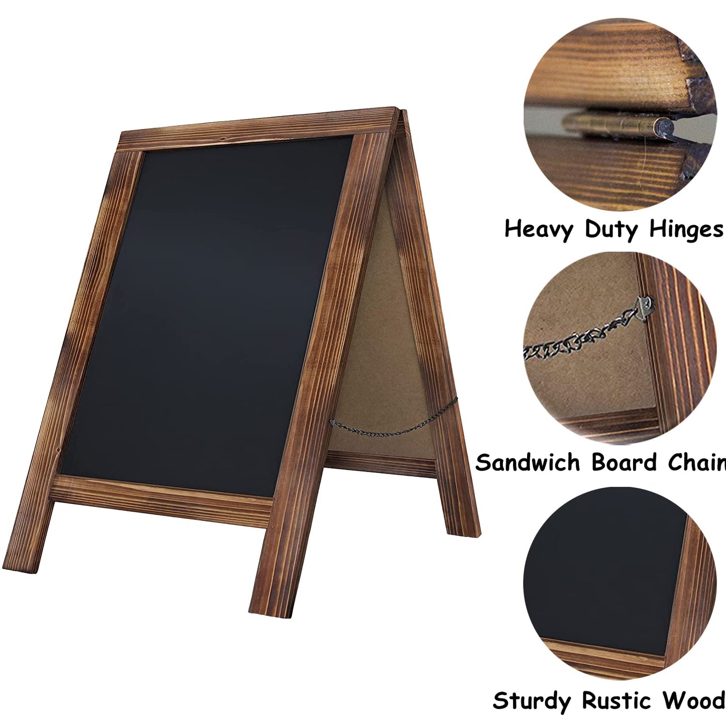 Rustic Whitewash Double Sided Chalkboard, 7.5"*8.6" Tabletop Stand, Small Countertop Chalkboard Easel with 8Pcs Liquid Chalk for Menu, Kitchen, Restaurants, Bar, Wedding and Home Decor