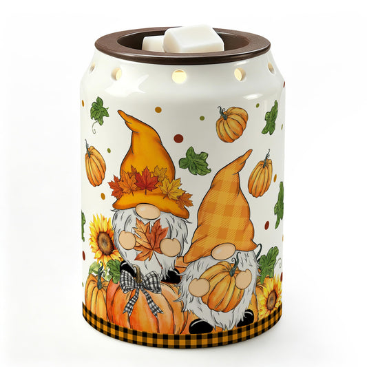 Bonsai Tree Fall Decorations for Home, Gnome Fall Wax Warmer, Autumn Ceramic Wax Melts Warmer for Oil Candle, Pumpkin Decor for Living Room Bathroom Home, Farmhouse Housewarming Gifts