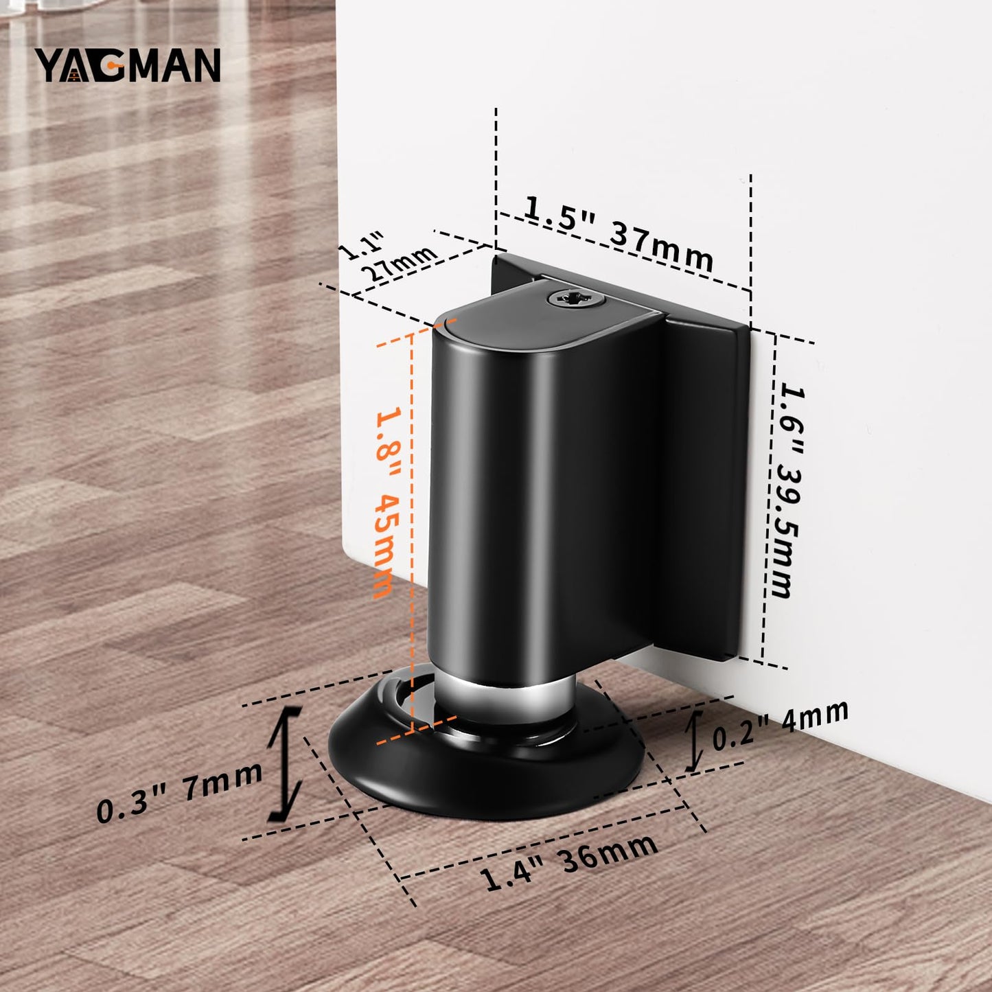 3 Pack Magnetic Door Stopper Floor Mount, No Drilling Adhesive Door Holder, Retractable Magnetic Door Stop, Keep Door Open, Windproof Door Catch for Home, Pet and Renters, Black