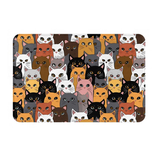 Colorful Cats Entrance Welcome Door Mat, Soft Kitchen Rugs Indoor Floor Doormat Cartoon Kitten Washable Home Carpet Decor 23.6x15.7 in