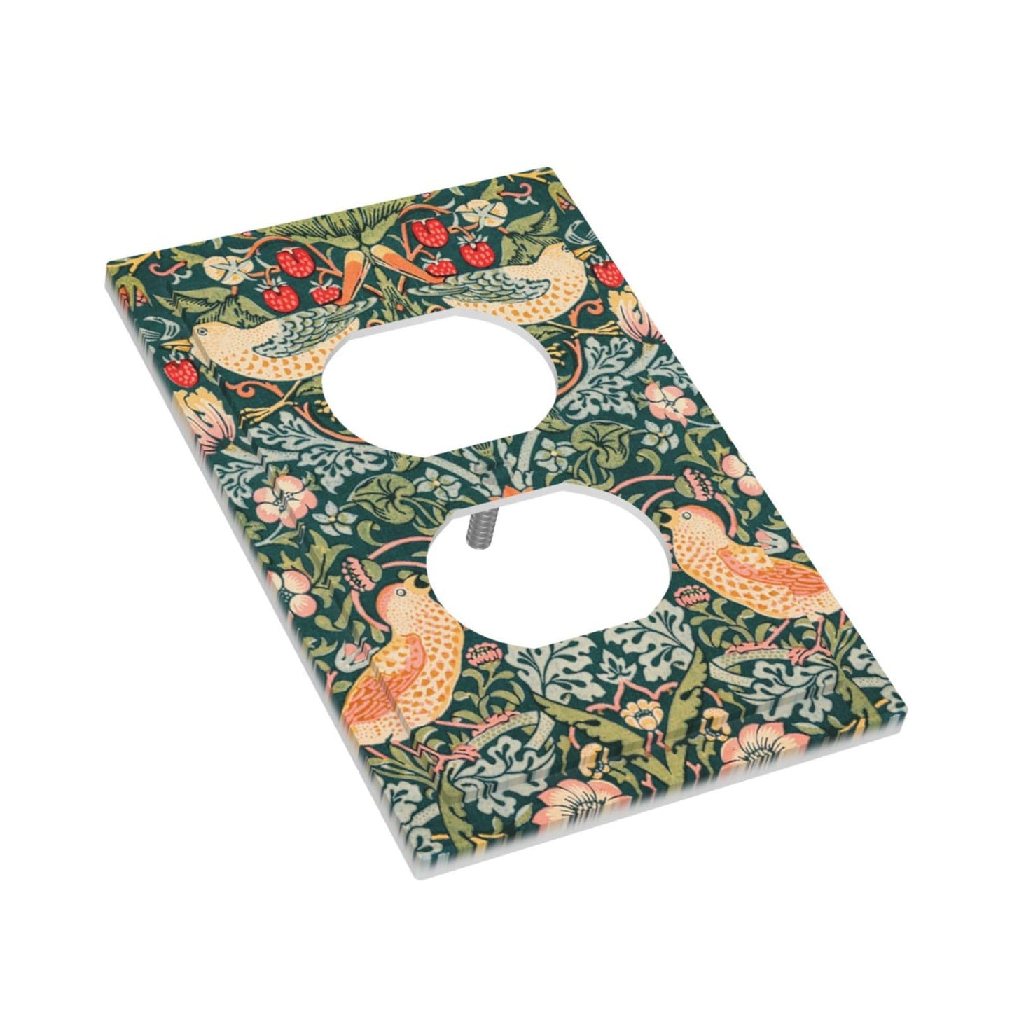 Nadoabtm Outlet Covers William Morris Strawberry Thief Pattern Wall Plate 1 Gang Duplex Wall Plate Decorative Switch Plates Electrical Receptacle Faceplate Light Switch Cover for Bathroom Home Decor
