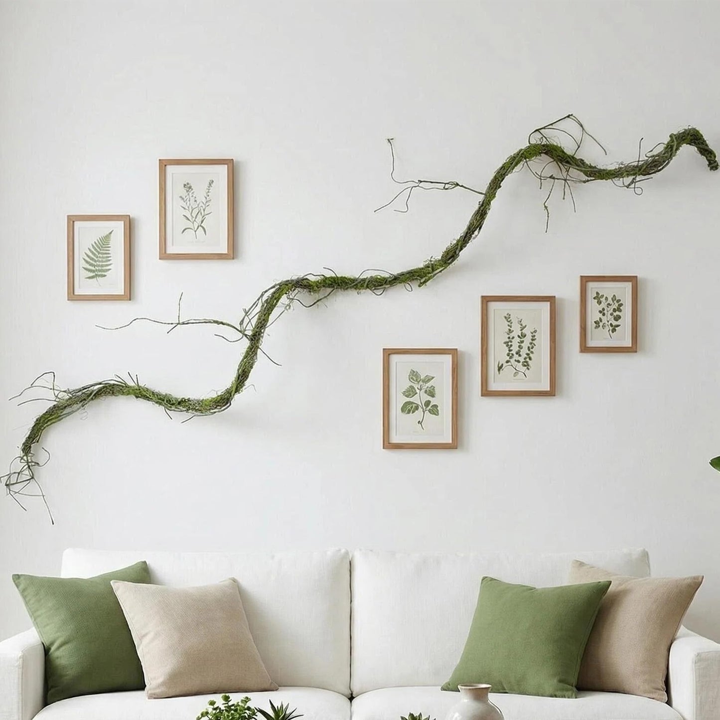 120 inch bendable artificial Dragon Whisker MossVine Green Hanging fake Plants for indoor outdoors entryway Wall Tree Jungle Vine sfireplace Decoration Reptiles Branches Christmas Halloween Easter