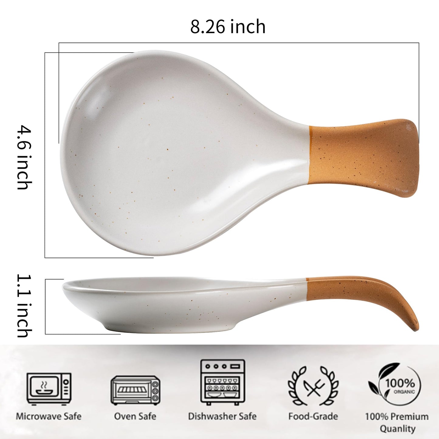 Caigmo Spoon Rest for Stove Top, Heat Resistant Ceramic Utensil Rest for Kitchen Countertop, Coffee Spoon Holder, Dishwasher Safe, White & Terracotta