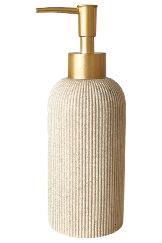 Sand Beige Hand Soap Dispenser with Matte Gold Pump, 7 oz
