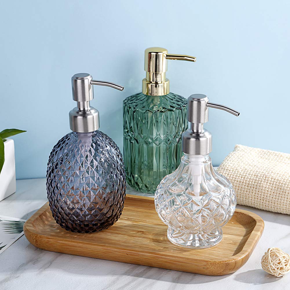 YunNasi Soap Dispenser with Pump, Clear Crystal Design, Vintage and Elegant, Refillable Liquid Hand Soap Dish Soap Dispensers for Bathroom Counter, Kitchen Sink (Style 1)