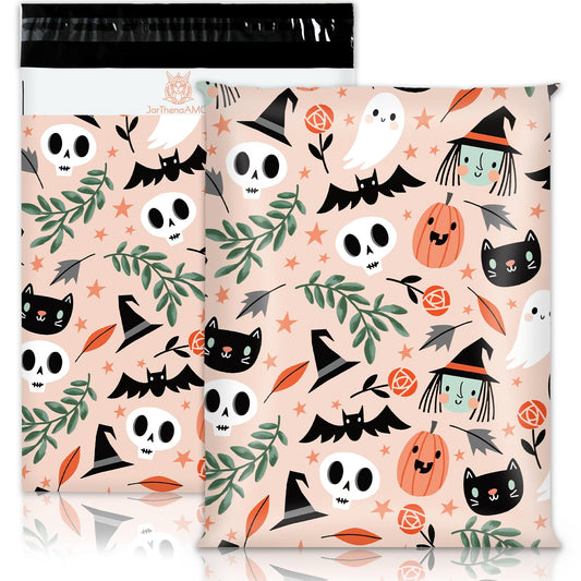 JarThenaAMCS 100Pcs Halloween Poly Mailers 10 x 13 Inch Spooky Ghost Pumpkin Packaging Bags Self Seal Mailing Envelope Bags for Small Business Clothing Gift