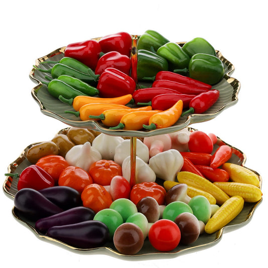 Gresorth 70 PCS Fake MINI Vegetables Artificial Garlic, Corn, Pepper, Pumpkin, Carrot, Potato, Eggplant ……