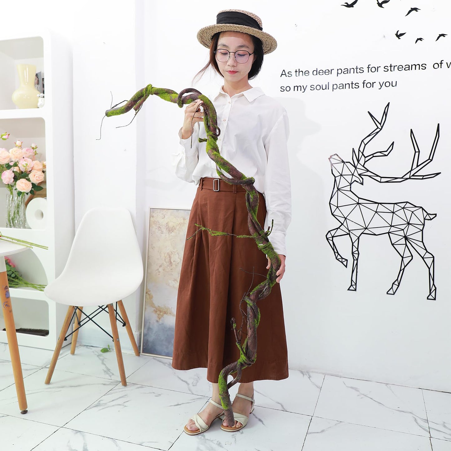 CONGZHANHH 70.86" Medium EVA Foam Soft Artificial Tree Branches Thick Trunk Twig Fake Vines Liana Rattan Garland for Wall Hanging Backdrop Wedding Home Hotel Garden Christmas Thanksgiving Decoration