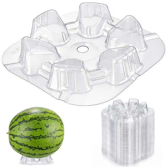 Pumtus 100 Pack Plastic Melon Cradles, Clear Watermelon Support Stand Hold up to 25 lbs, Garden Plant Protection Cage, Fruits Tray for Holding Melon Pumpkin Squash Cantaloupe Off The Ground