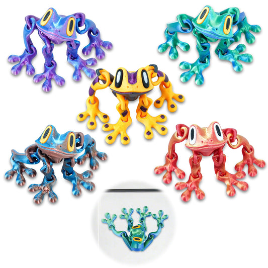 3D Printed Articulated Frog Fridge Magnet,Funny Flexible Colorful Animal Refrigerator Magnet for Kitchen,Office,Home Decor (5pcs)