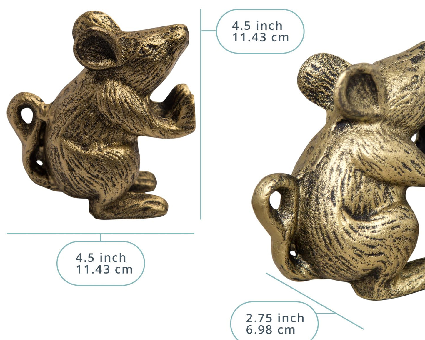 Comfify Cast Iron Mouse Door Stop – 1 Piece – Decorative Rustic Door Holder for Bedroom, Bath, and Exterior Doors – Antique Gold Finish