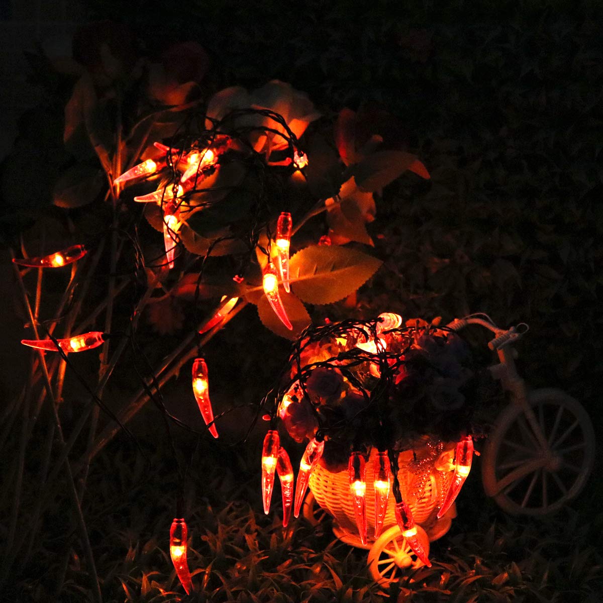 Dreamworth Solar Red Chili String Lights, 30 LED Chili Shape Fairy Solar Operated String Lights for Wedding, Chinese New Year,Spring Festival,Party Decoration,Christmas