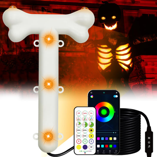BlissfulTie Halloween 12 Foot Skeleton Light Kit - RGB Color Changing Giant Skeleton Lights with Timer & Waterproof, 12 ft Skeleton Accessories for Outdoor Halloween Decorations(Not Include Skeleton)