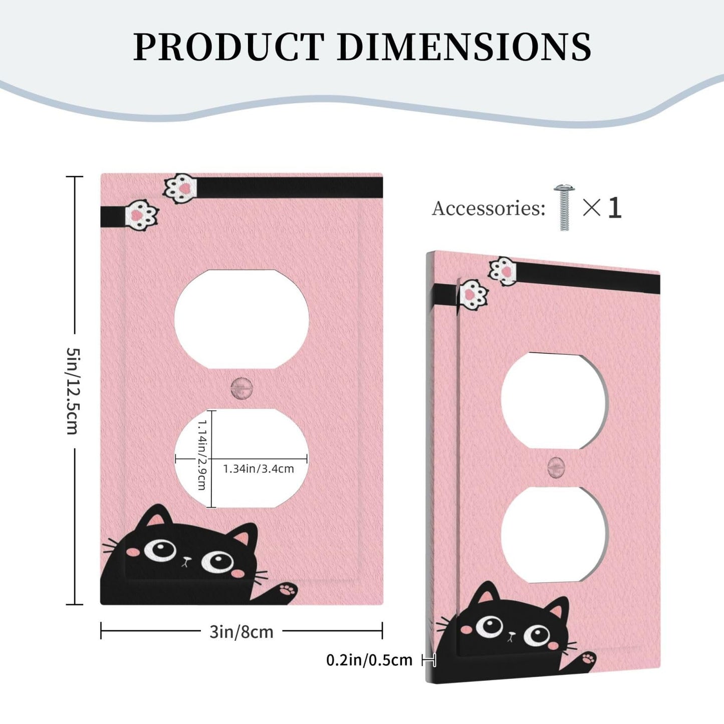 Yamxbfa Decorative Outlet Covers Cute Kitten Black Cat Pink Background 1 Gang Wall Plate Cover Receptacle Duplex Light Switch Cover Plate Single Dual Plug Covers Electrical Switchplate Faceplate
