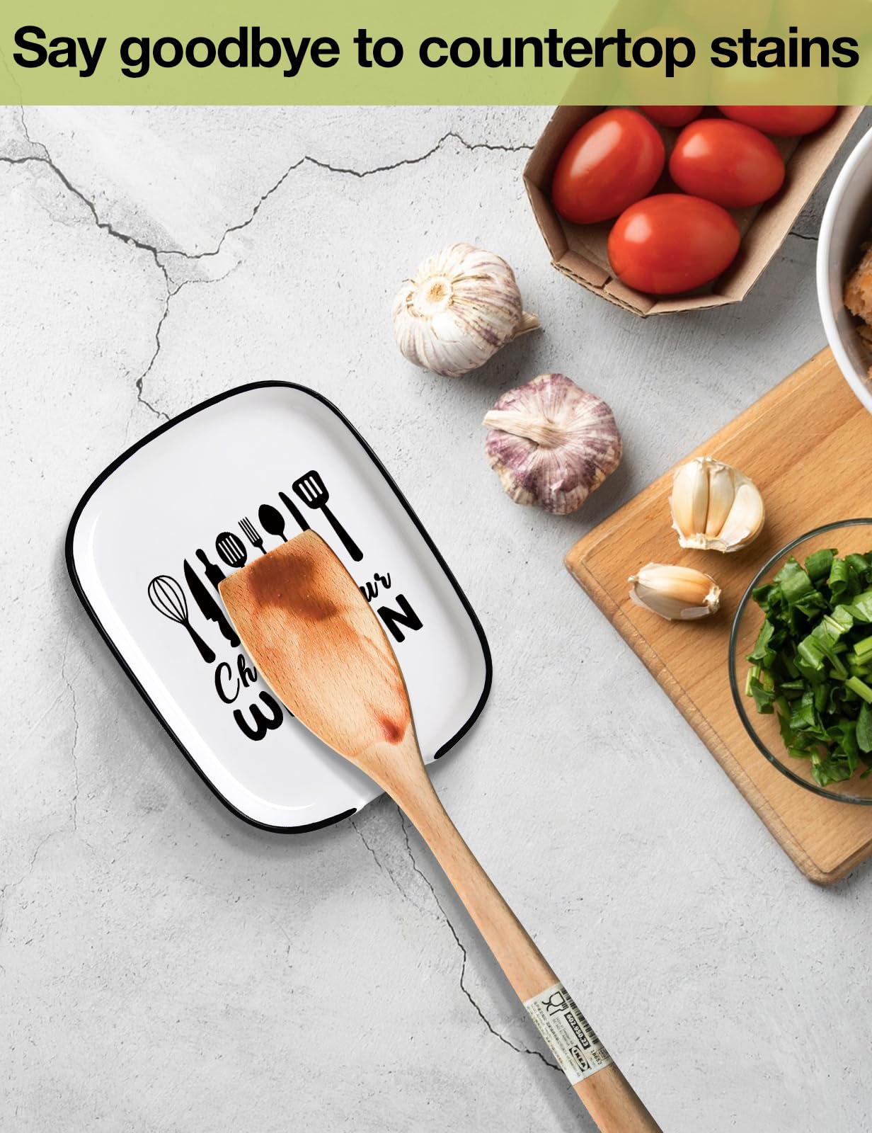 Funny Large Spoon Rest for Stove Top Kitchen Counter, Ceramic Spoon Holder Choose your Weapon, Farmhouse Kitchen Utensil Rest Decor Accessories for Cooking Lovers