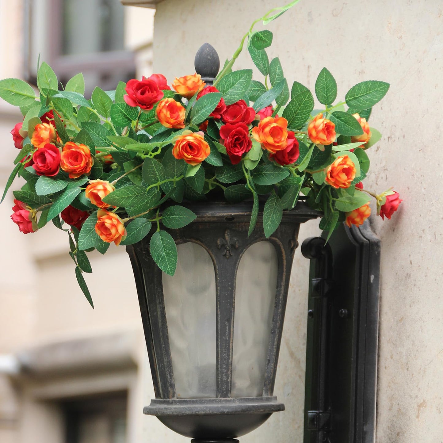 2PCS x 6FT Bendable Rose Vine Hanging Flower Garland Wildflower Floral Garland for Wall Decor Trellis Fence Home Room Decoration (Orange, 2pcs)