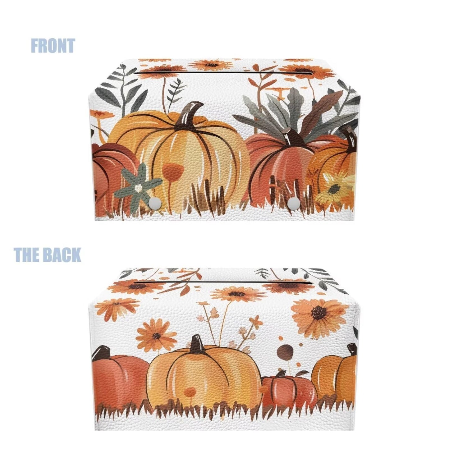 Bivxisrvo Thanksgiving Pumpkin Tissue Box Waterproof and Dustproof Tissue Box Cover Rectangle Kleenex Tissues Boxes Cover Leather Tissue Box Cover Decor for Kitchen Living Room Bathroom