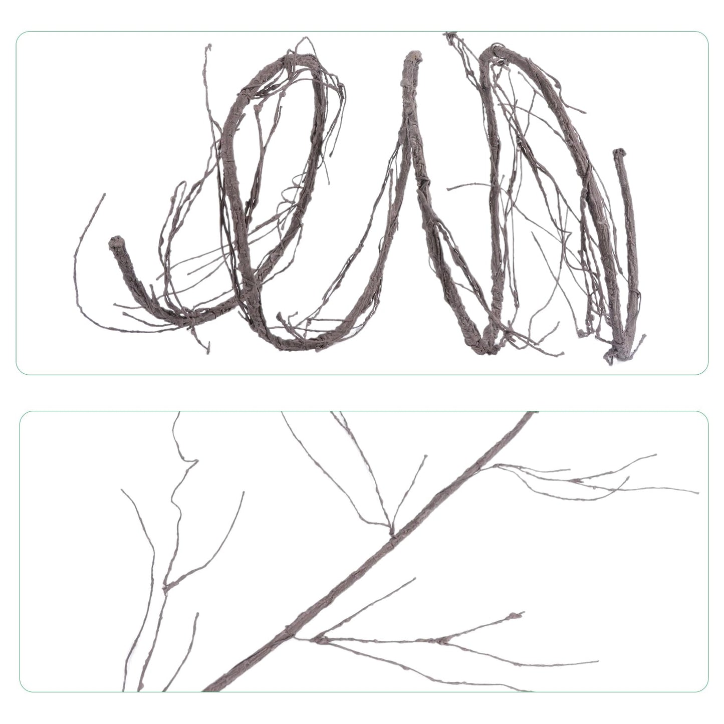 300cm/118inch Bendable Brown Small Artificial Tree Branches Fake Tree Trunk Garland Rattan Wreath Cherry Blossom Grape Vines Floral for Wall Hanging Front Door Reptile Habitat Decoration