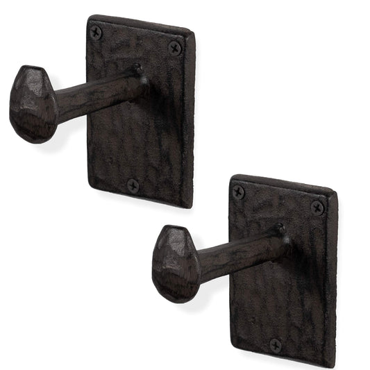 Rustic State Billow Wall Mount Cast Iron Hooks Coat Towel Bag Hat Hanger Multiuse Entryway Railroad Spike Rack Black Set of 2
