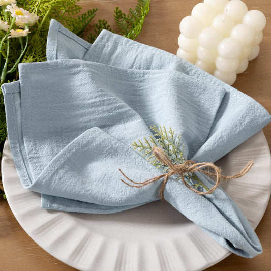 Socomi Cloth Napkins Grey Blue Fall Thanksgiving Washable Reusable Bulk Linen Cotton Napkins Set of 6 17"x17" for Wedding Party Bridal Baby Shower Birthday Dining Table Decorations