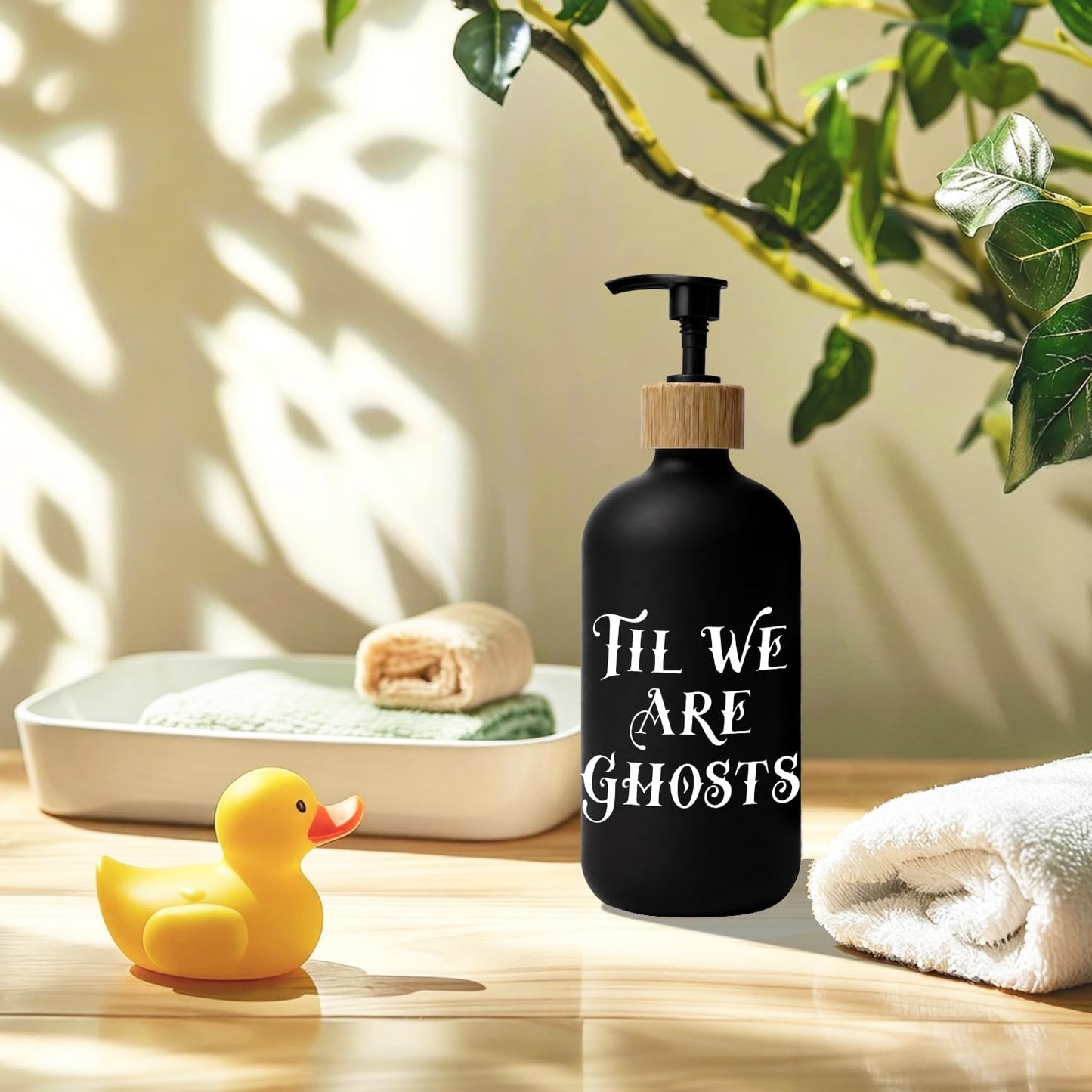 Stelloriellea Gothic Halloween Black Glass Soap Dispenser with Pump