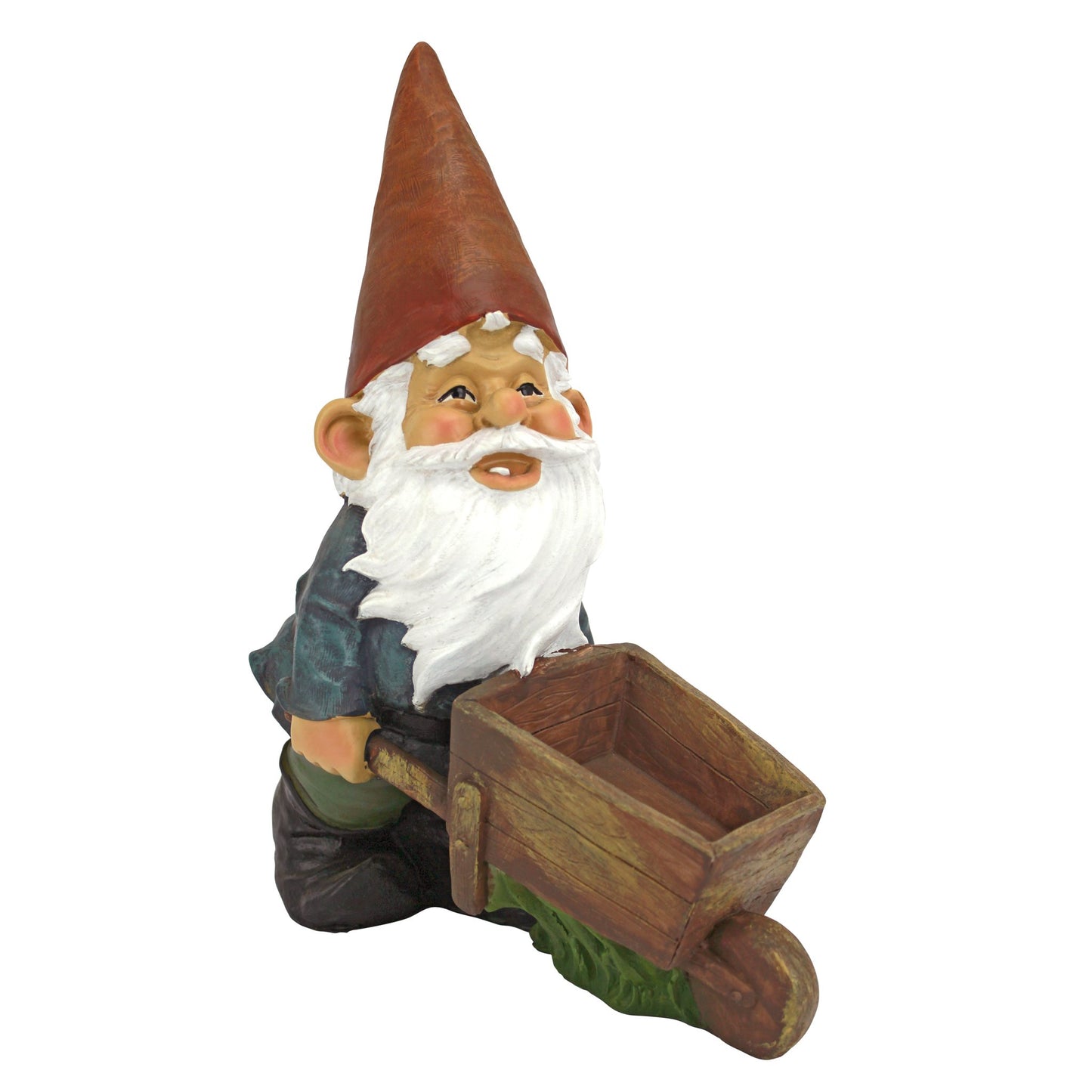 Design Toscano QM2433000 Wheelbarrow Willie Garden Gnome Statue Bird Feeder, 12 inch Multicolored
